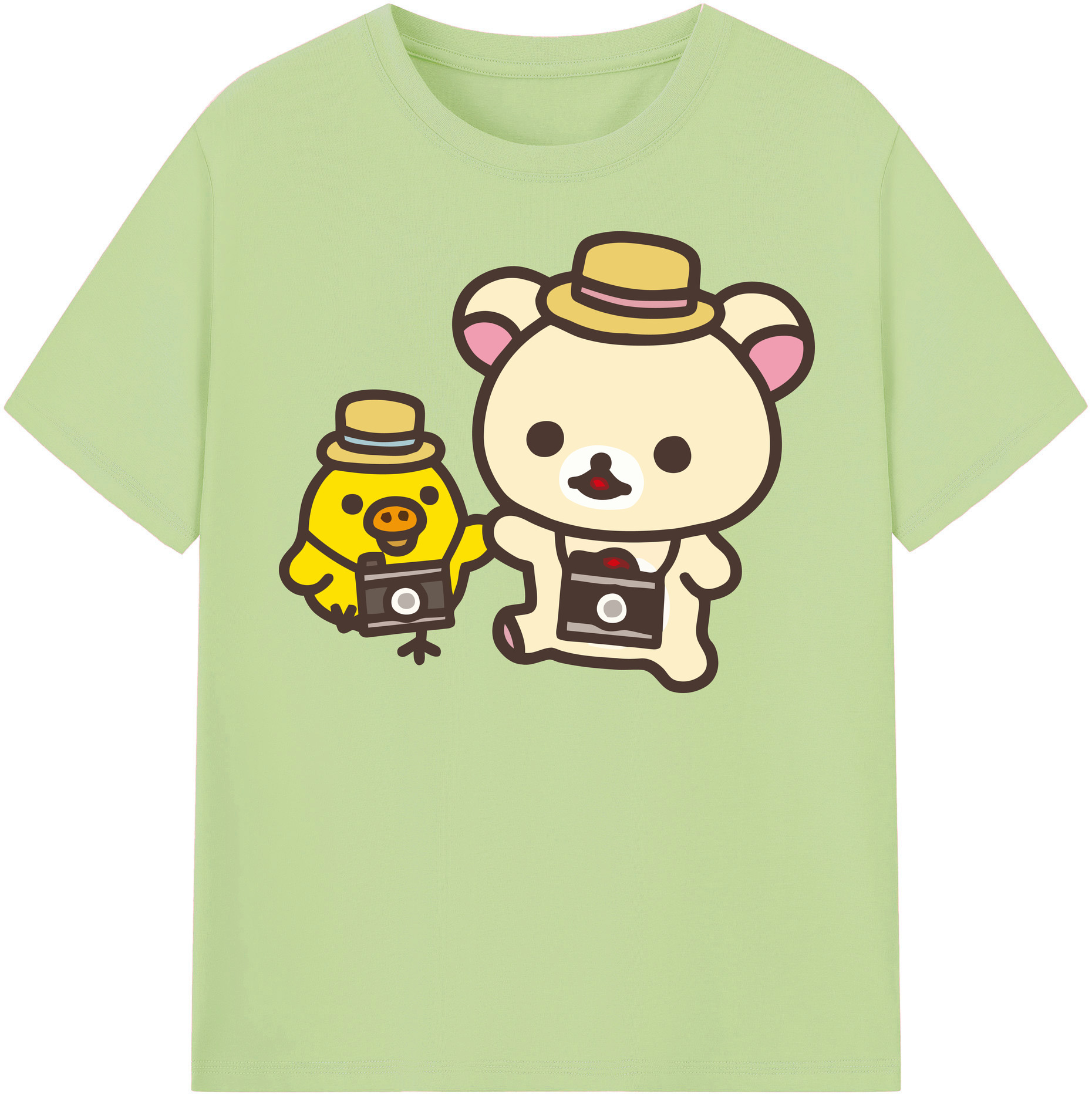 （画像用） リラックマ リラックマ キイロイトリ Rilakkuma Korilakkuma Kiiroitori 綿100％半袖Tシャツ（フロントプリント）
